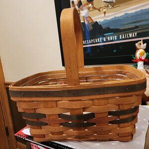 1991 Longaberger Easter Basket with Protector & Product Card – Handwoven